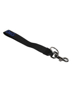 Dolce & Gabbana Black Logo Nylon Silver Brass Men Holder Keychain Keyring