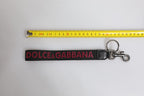 Dolce & Gabbana Black Logo Nylon Silver Brass Men Holder Keychain Keyring