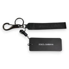 Dolce & Gabbana Black Logo Nylon Silver Brass Men Holder Keychain Keyring