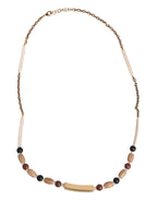 Dolce & Gabbana Black Gold Wooden Beaded Logo Pendant Necklace