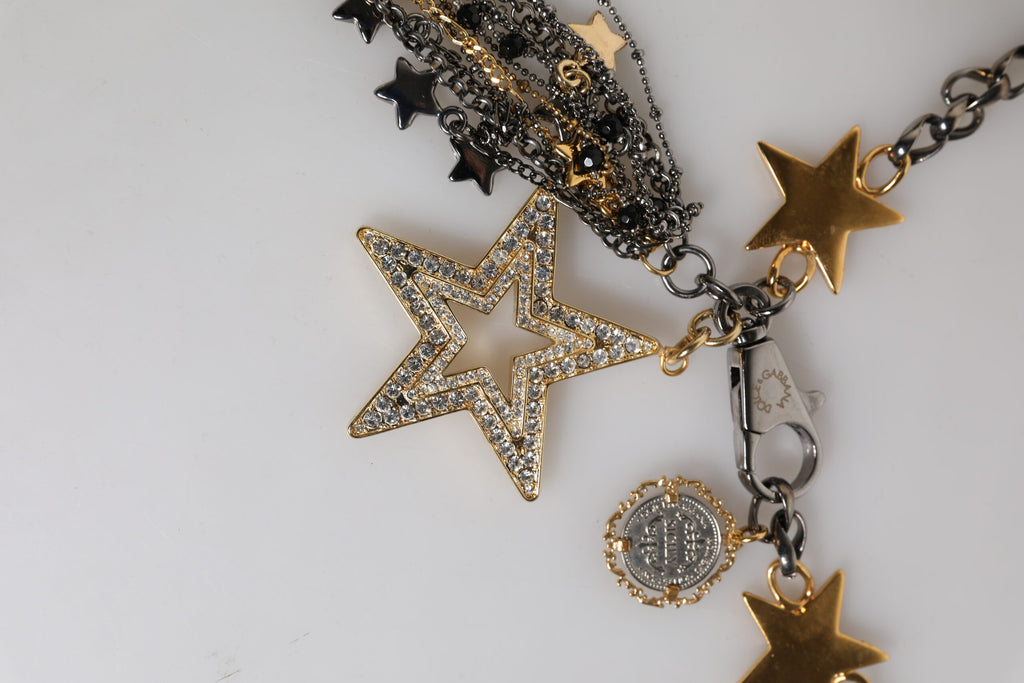 Dolce & Gabbana Silver Gold Brass Embellished Waist Chain Belt