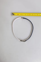 Dolce & Gabbana Blue White Leather Trimmed DG Engraved Silver Tone Clasp Bracelet