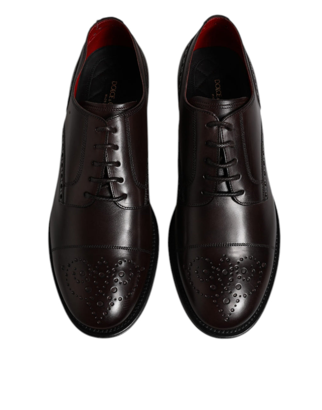 Dolce & Gabbana Maroon Calfskin Leather Derby Men Dress Shoes