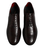 Dolce & Gabbana Maroon Calfskin Leather Derby Men Dress Shoes