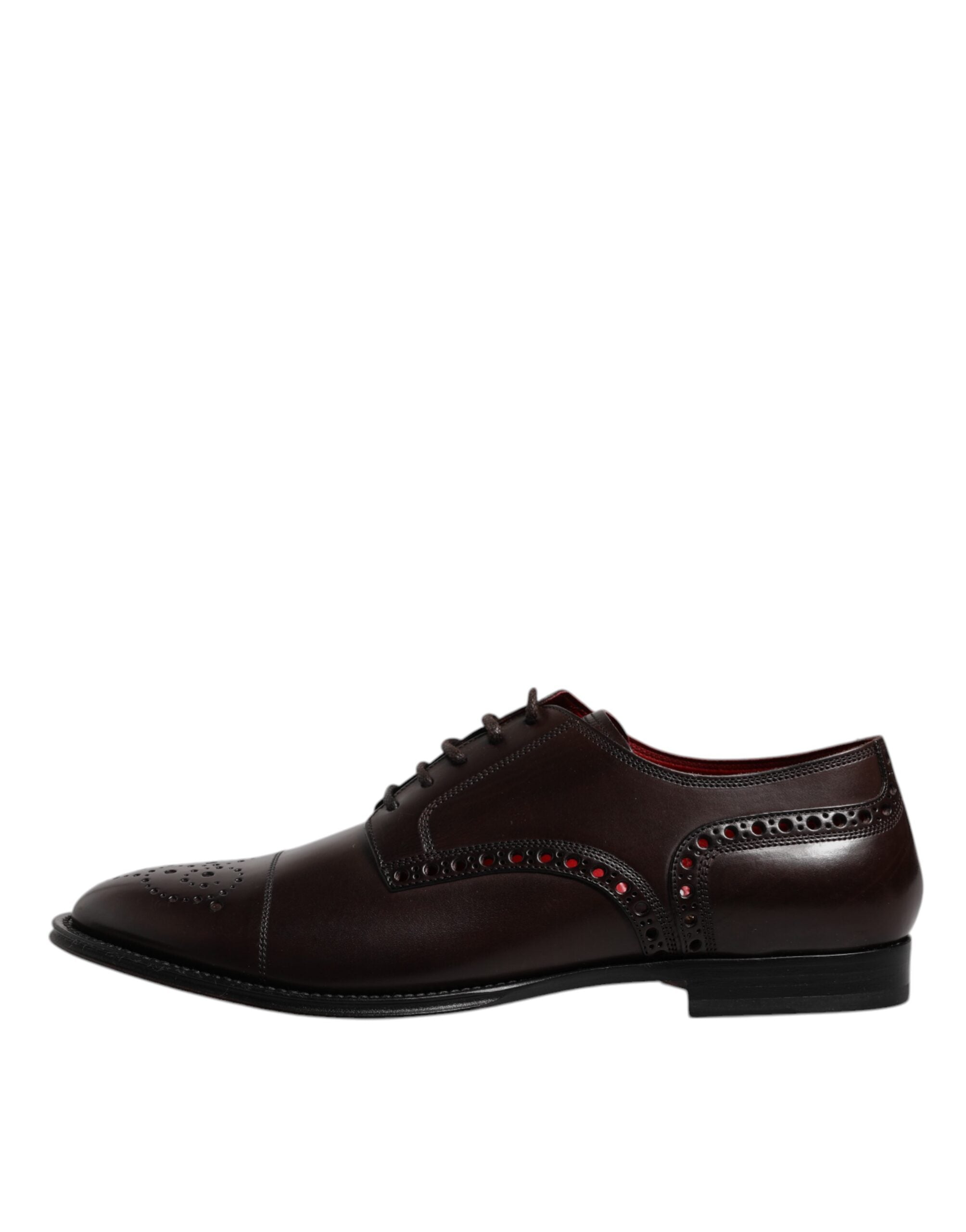 Dolce & Gabbana Maroon Calfskin Leather Derby Men Dress Shoes