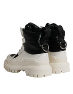 Dolce & Gabbana White Padded Mid Calf Lace Up Boots Shoes