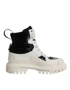 Dolce & Gabbana White Padded Mid Calf Lace Up Boots Shoes