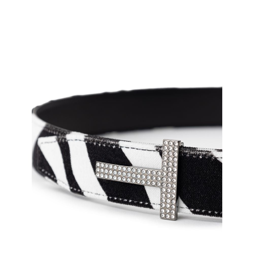 Tom Ford Black And White Leather Regular Belt