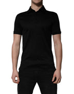 Dolce & Gabbana Black Cotton Collared Polo T-shirt