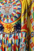 Dolce & Gabbana Multicolour Carretto Print Kaftan Twill Dress