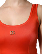 Dolce & Gabbana Orange Sleeveless Bodycon Jumpsuit Dress