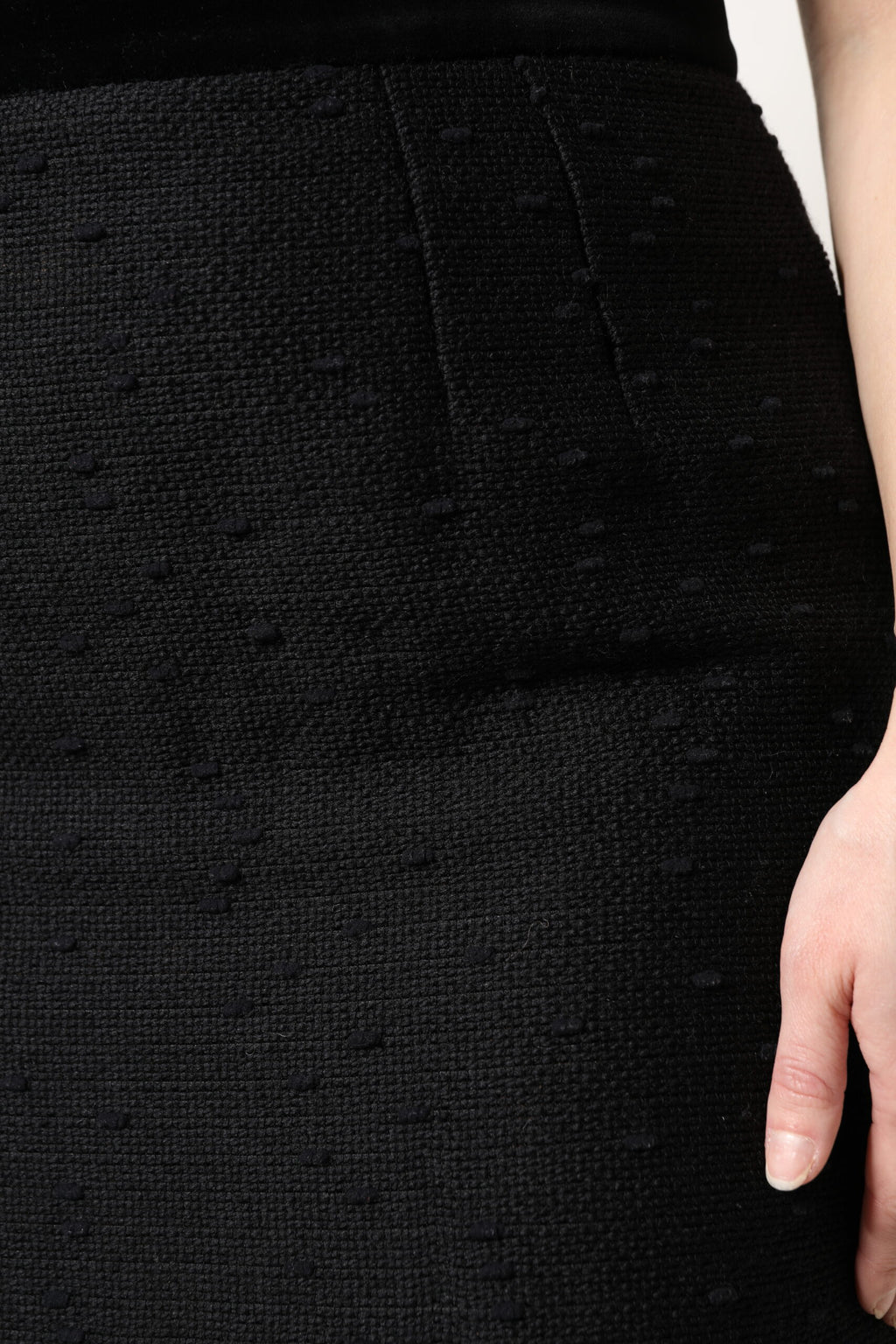 Dolce & Gabbana Black Wool Fringe High Waist Pencil Mini Skirt