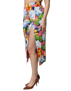 Dolce & Gabbana Multicolor Floral Print High Waist Midi Skirt