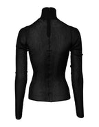 Dolce & Gabbana Black Knit Long Sleeves Turtleneck Slim Top