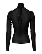 Dolce & Gabbana Black Knit Long Sleeves Turtleneck Slim Top