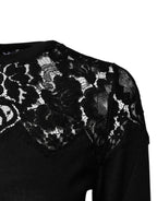 Dolce & Gabbana Black Floral Lace Long Sleeves Blouse Top