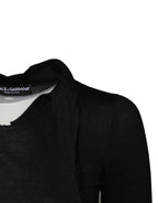 Dolce & Gabbana Black Cashmere Ascot Collar Long Sleeve Top