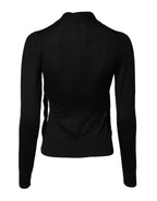 Dolce & Gabbana Black Cashmere Ascot Collar Long Sleeve Top