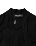 Dolce & Gabbana Black Cashmere Ascot Collar Long Sleeve Top