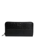 Dolce & Gabbana Black Leather Logo Plaque Zip Around Continental Wallet