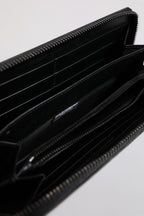 Dolce & Gabbana Black Leather Logo Plaque Zip Around Continental Wallet