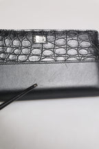 Dolce & Gabbana Black Leather Logo Plaque Zip Around Continental Wallet