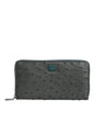 Dolce & Gabbana Green Ostrich Logo Plaque Zip Around Continental Wallet
