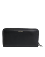 Dolce & Gabbana Black Blue Exotic Leather Embossed Continental Wallet