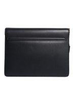 Dolce & Gabbana Black Leather Logo Gold Crossbody Purse Bag