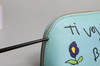 Dolce & Gabbana Light Blue Leather Handbag Clutch Mini Purse Pouch Bag