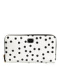 Dolce & Gabbana White Black Striped Leather Zip Around Continental Wallet