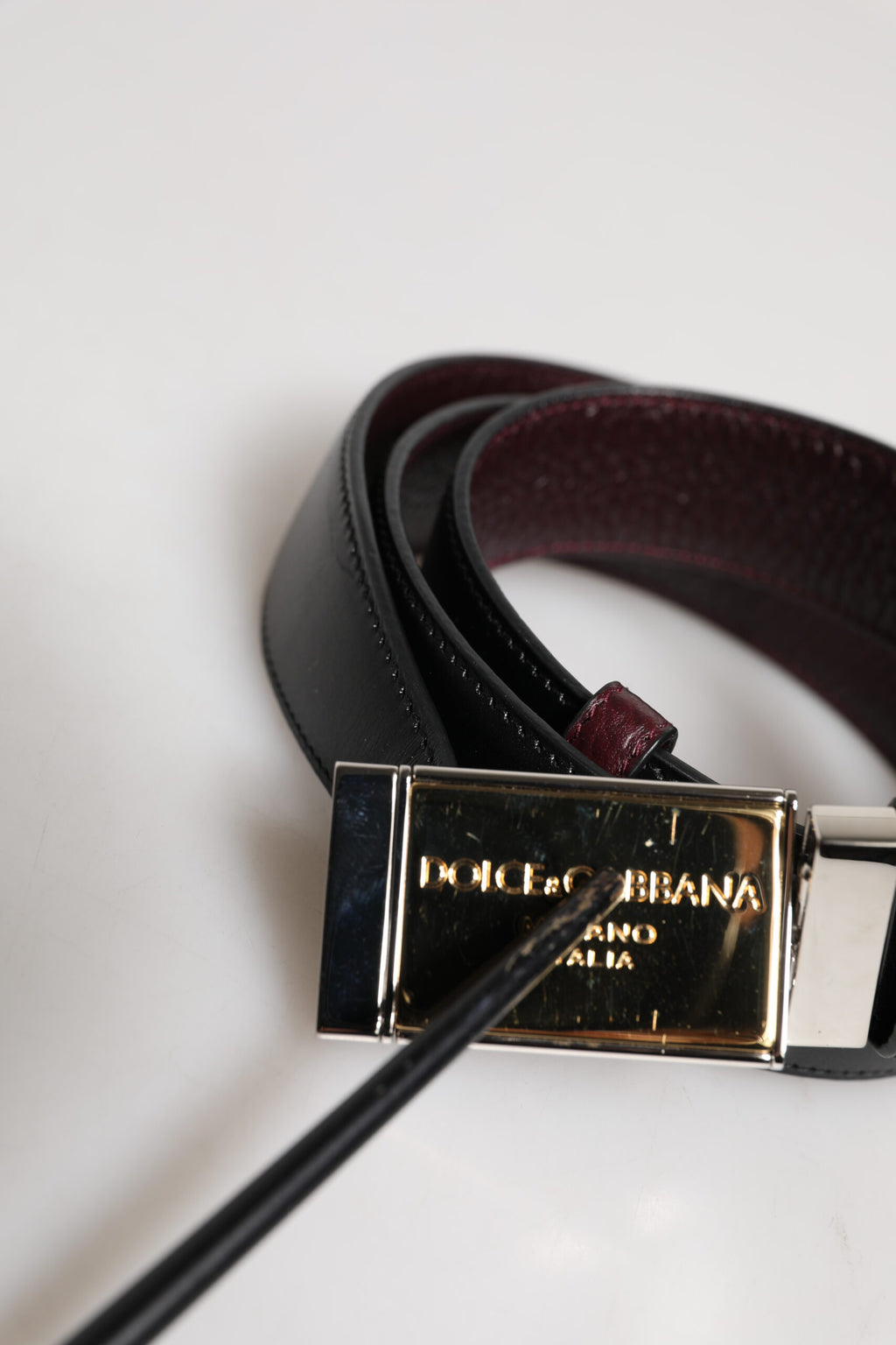 Dolce & Gabbana Black Brown Leather Metal Buckle Reversible Belt