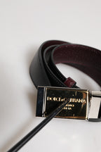 Dolce & Gabbana Black Brown Leather Metal Buckle Reversible Belt