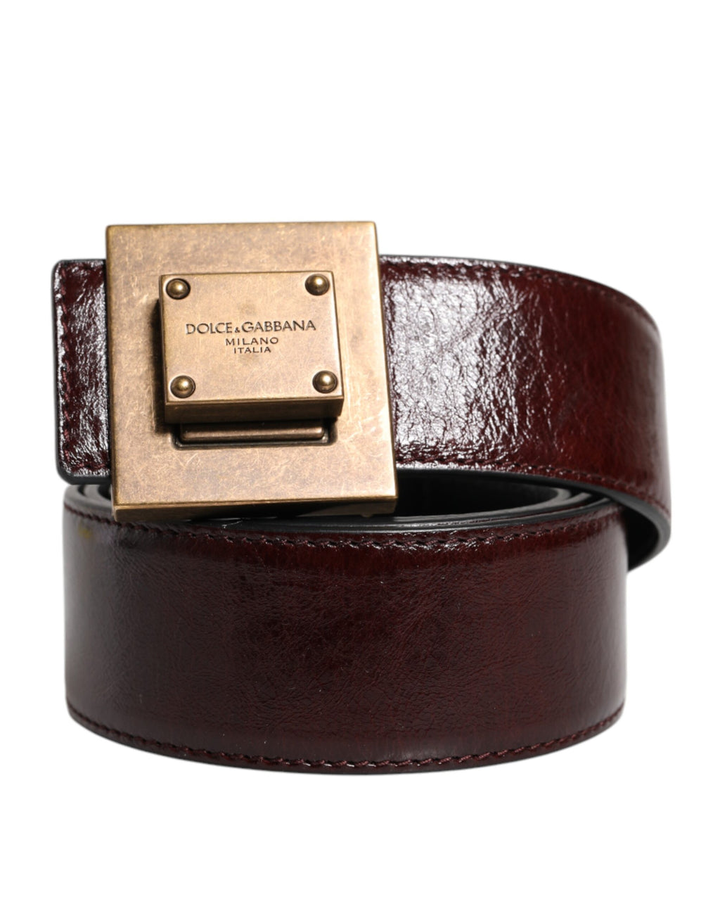 Dolce & Gabbana Brown Leather Gold Metal Buckle Classic Belt