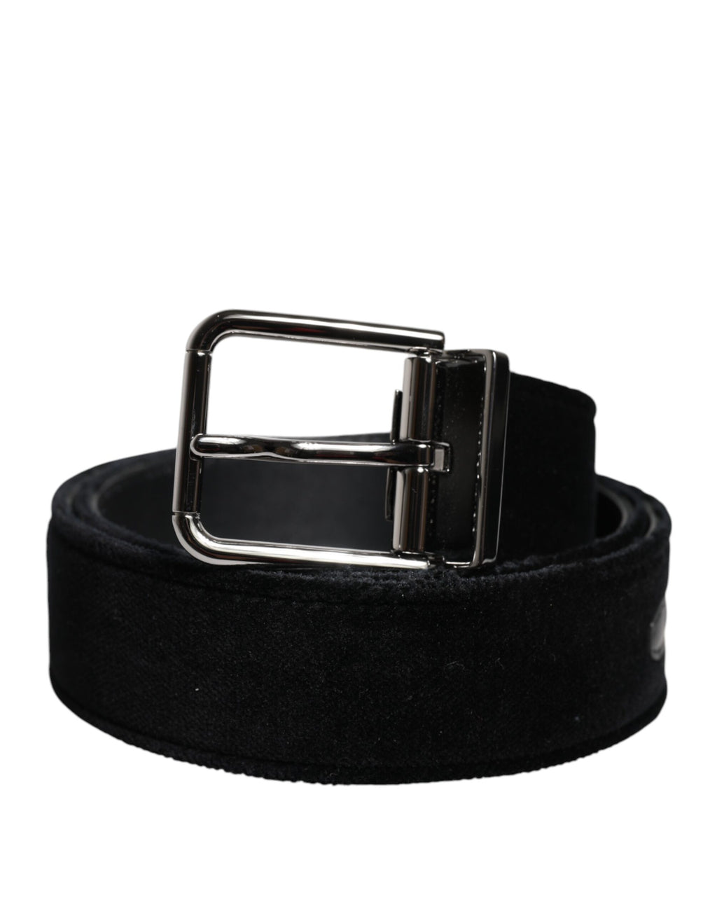 Dolce & Gabbana Black Cotton Silver Tone Metal Buckle Belt