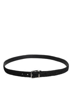 Dolce & Gabbana Black Cotton Blend Silver Metal Buckle Belt