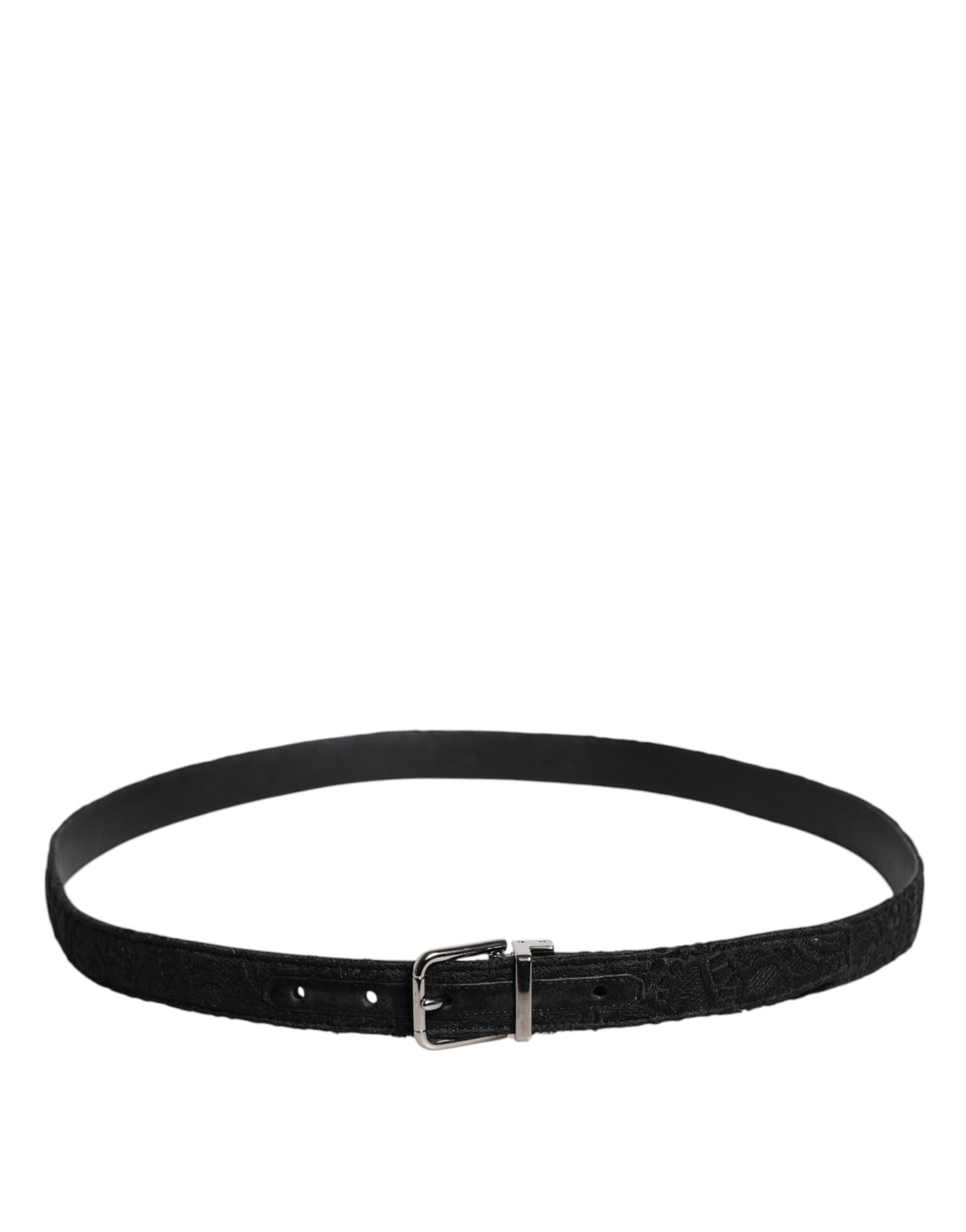 Dolce & Gabbana Black Cotton Blend Silver Metal Buckle Belt