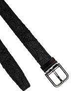 Dolce & Gabbana Black Cotton Blend Silver Metal Buckle Belt