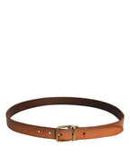 Dolce & Gabbana Brown Leather Gold Tone Metal Buckle Belt