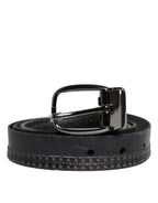 Dolce & Gabbana Black Leather Silver Tone Metal Buckle Belt