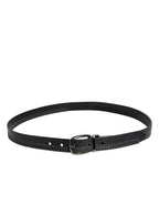 Dolce & Gabbana Black Leather Silver Tone Metal Buckle Belt