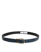 Dolce & Gabbana Blue Leather Metal Buckle Classic Belt