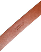 Dolce & Gabbana Brown Leather Gold Metal Baroque Buckle Belt