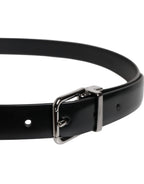 Dolce & Gabbana Black Solid Leather Classic Waist Buckle Belt