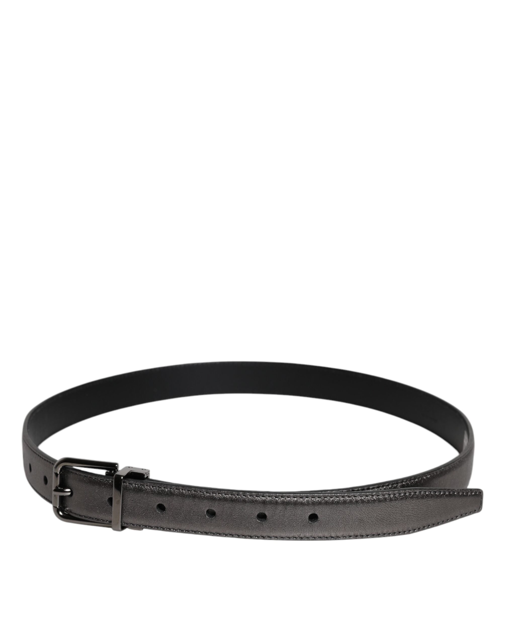 Dolce & Gabbana Black Leather Classic Metal Logo Buckle Belt