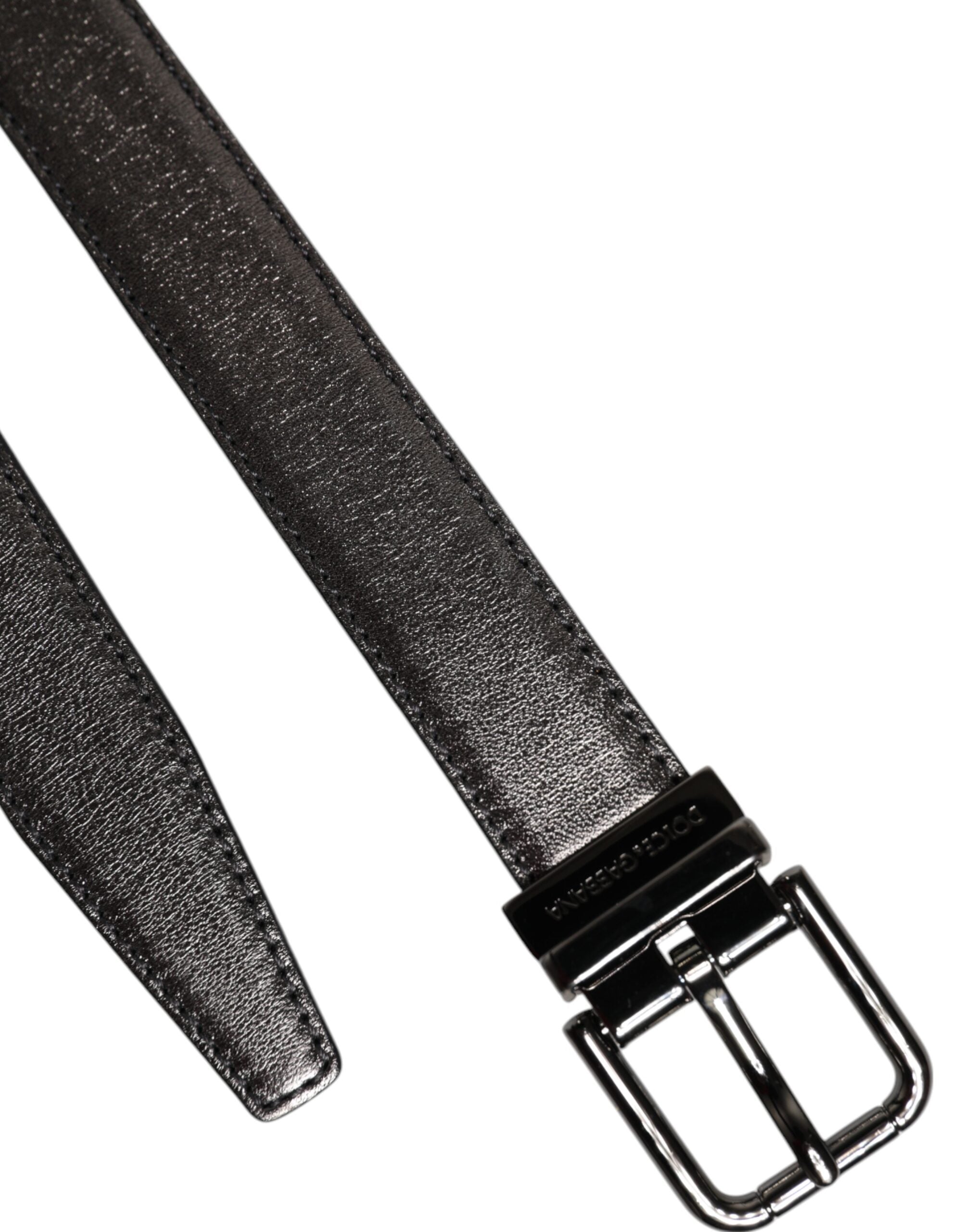 Dolce & Gabbana Black Leather Classic Metal Logo Buckle Belt