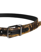 Dolce & Gabbana Multicolor Jacquard Leather Logo Buckle Belt