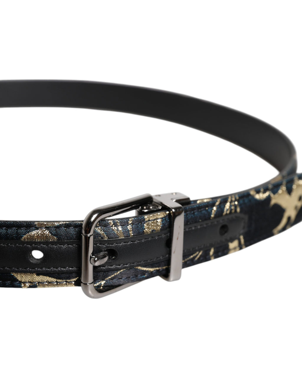 Dolce & Gabbana Multicolor Jacquard Leather Logo Buckle Belt