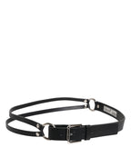 Dolce & Gabbana Black Leather Classic Metal Logo Buckle Belt