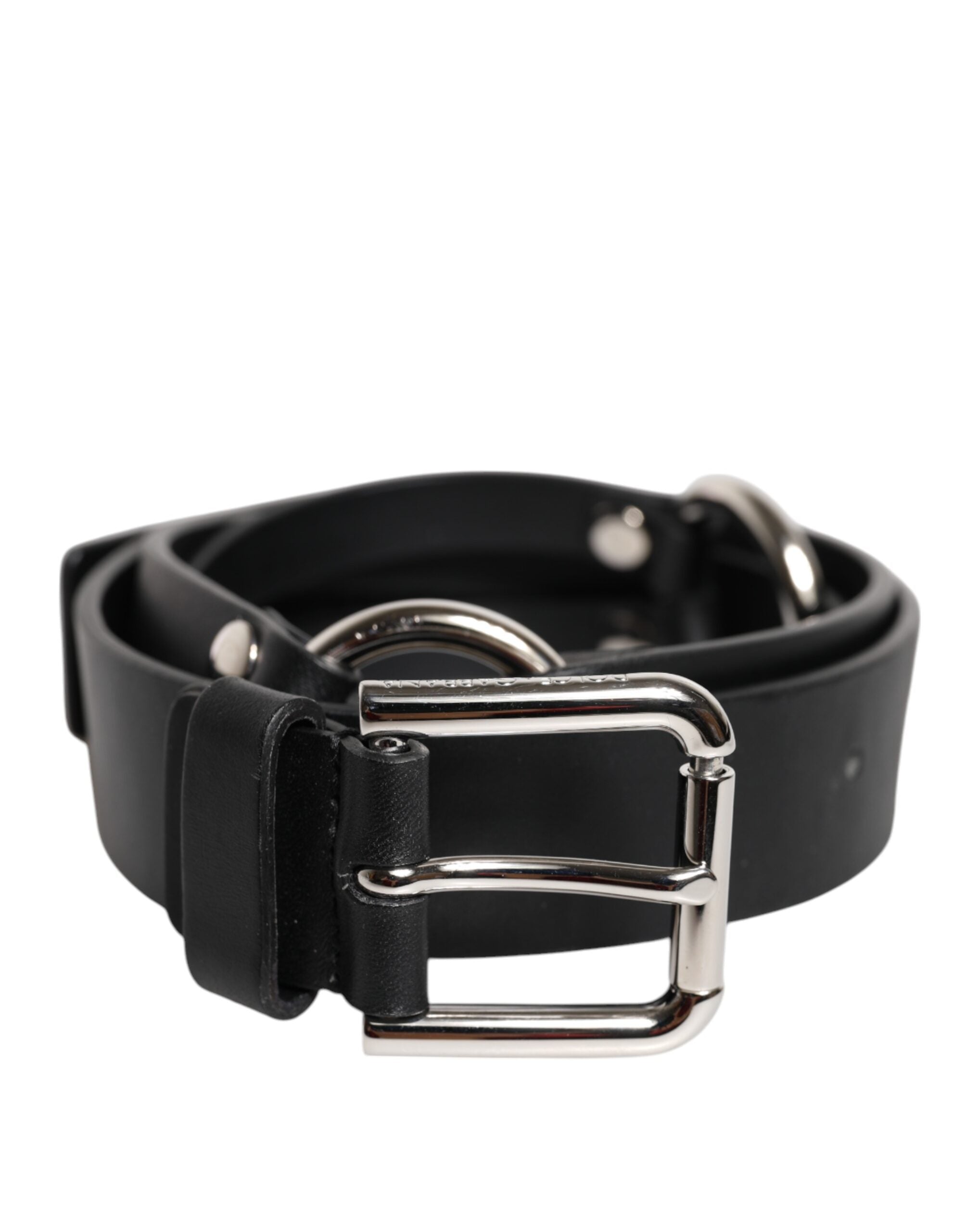 Dolce & Gabbana Black Leather Classic Metal Logo Buckle Belt